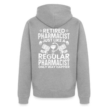 Pensionierter Apotheker Medizin Medikamente - Unisex Premium Bio Zip Hoodie - Grau meliert - Hinten - Nico (187cm)