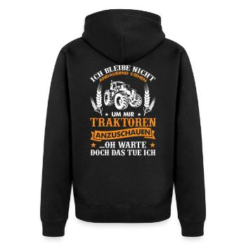 Landwirt & Bauern Traktor Trecker Liebe Geschenk - Unisex Premium Bio Zip Hoodie - Schwarz - Hinten - Nico (187cm)