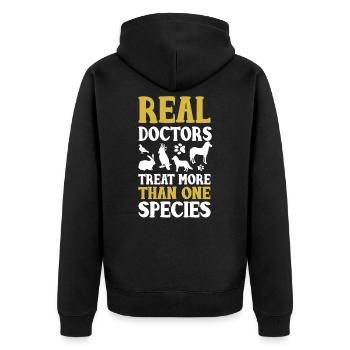 Tierarzt Haustier Veterinär Tiermedizin - Unisex Premium Bio Zip Hoodie - Schwarz - Hinten - Nico (187cm)