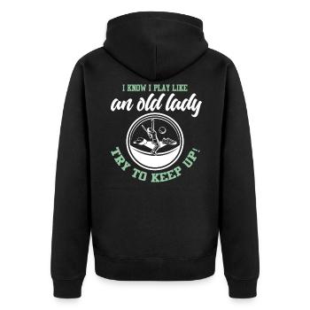 Tennis Tennisspieler Tennisschläger Tennisplatz - Unisex Premium Bio Zip Hoodie - Schwarz - Hinten - Nico (187cm)