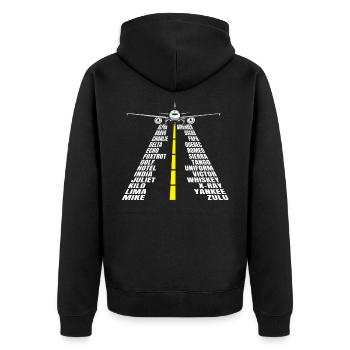 Phonétique Alphabet Pilote - Veste à capuche bio Premium Unisexe - noir - Dos - Nico (187cm)