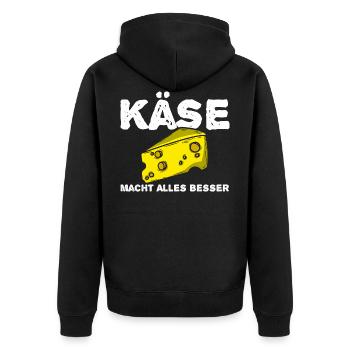 Käse - Unisex Premium Bio Zip Hoodie - Schwarz - Hinten - Nico (187cm)