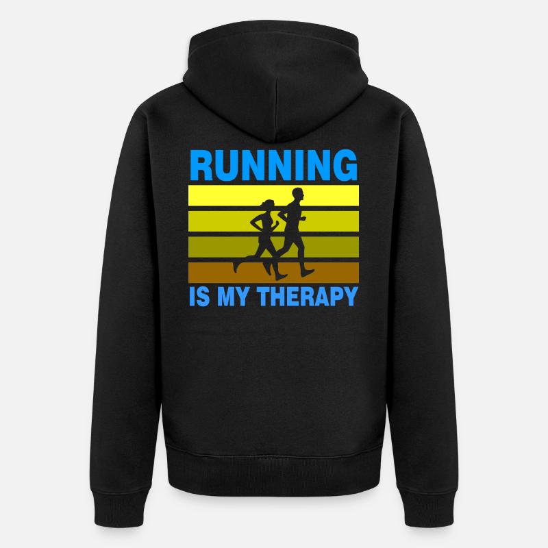 Running Is My Therapy - Veste à capuche bio Premium Unisexe - noir