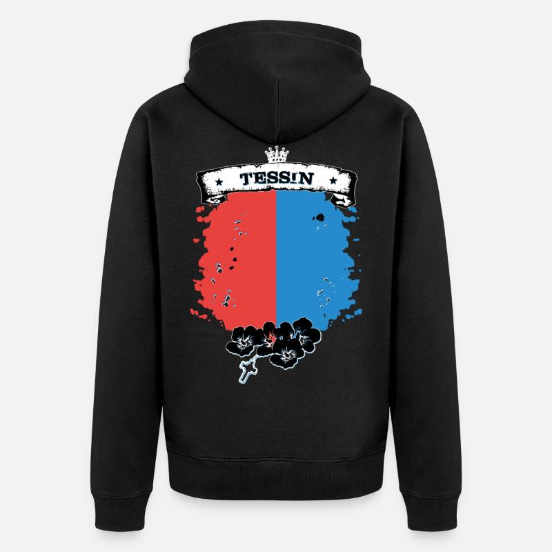 Tessin - Unisex Premium Bio Zip Hoodie - Schwarz