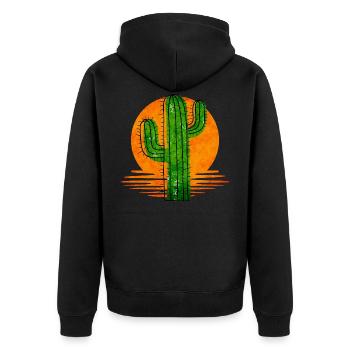 cactus - Unisex Premium Organic Zip Hoodie - black - Back - Nico (187cm)