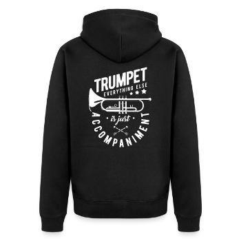Trompete - Unisex Premium Bio Zip Hoodie - Schwarz - Hinten - Nico (187cm)