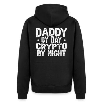 Papa Jour Crypto Dans La Nuit Trader Crypto - Veste à capuche bio Premium Unisexe - noir - Dos - Nico (187cm)