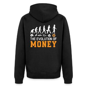 L’évolution de l’argent Crypto monnaie Bitcoin - Veste à capuche bio Premium Unisexe - noir - Dos - Nico (187cm)