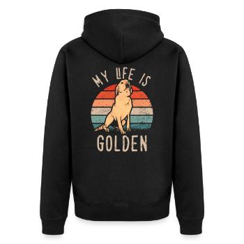 Golden Retriever - My life is golden - Chien - Veste à capuche bio Premium Unisexe - noir - Dos - Nico (187cm)