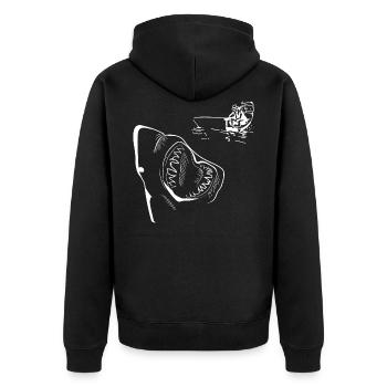 Megalodon - Unisex Premium Bio Zip Hoodie - Schwarz - Hinten - Nico (187cm)