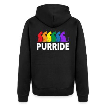 Purride Cat Lover Pride Monat Regenbogen - Unisex Premium Bio Zip Hoodie - Schwarz - Hinten - Nico (187cm)