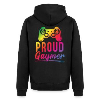 Fier gay LGBTQ LGBT Amateur de jeux vidéo - Veste à capuche bio Premium Unisexe - noir - Dos - Nico (187cm)