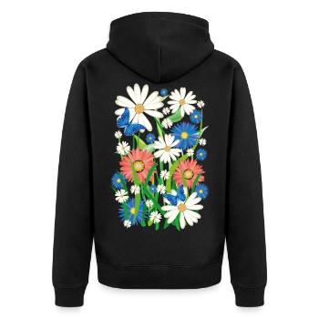 24 Flowers Butterflies Summer Meadow - Unisex Premium Organic Zip Hoodie - black - Back - Nico (187cm)