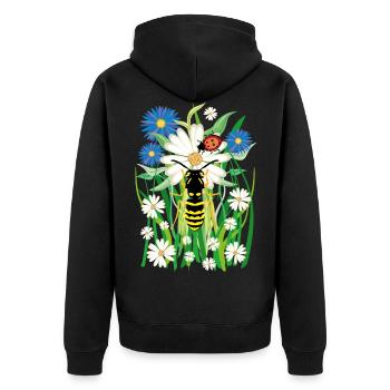 25 flowers bee ladybug meadow - Unisex Premium Organic Zip Hoodie - black - Back - Nico (187cm)