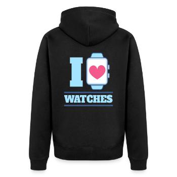 I Love Watches Uhren Uhr Armbanduhr - Unisex Premium Bio Zip Hoodie - Schwarz - Hinten - Nico (187cm)