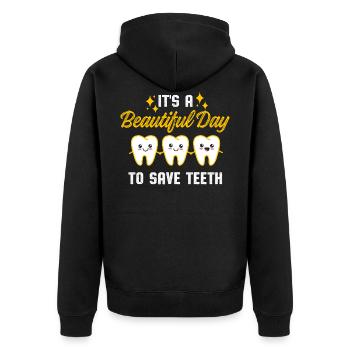 dentist - Unisex Premium Organic Zip Hoodie - black - Back - Nico (187cm)