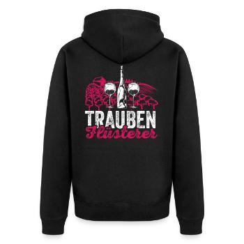 Trauben Flüsterer Weinbauer Wein-Berg Lustige Wein - Unisex Premium Bio Zip Hoodie - Schwarz - Hinten - Nico (187cm)
