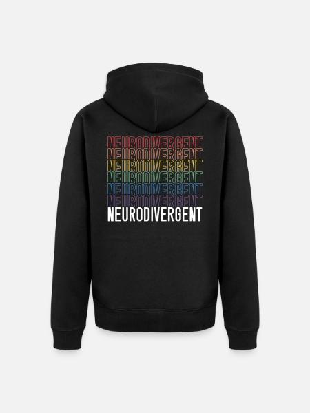 Neurodiversity Neurodiversity Rainbow ADHD - Unisex Premium Organic Zip Hoodie - black