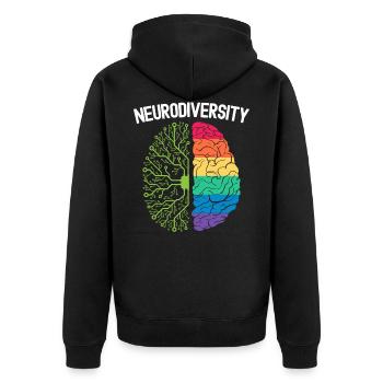 Neurodiversität Regenbogen Autismus Bewusstsein - Unisex Premium Bio Zip Hoodie - Schwarz - Hinten - Nico (187cm)
