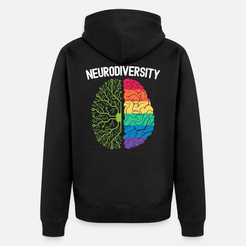 Neurodiversité Arc-en-ciel Autisme Conscience - Veste à capuche bio Premium Unisexe - noir