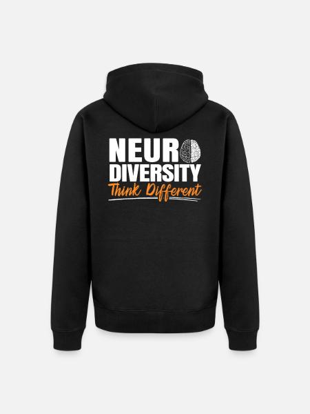 Neurodiversity Think Differently - Unisex Premium Organic Zip Hoodie - black