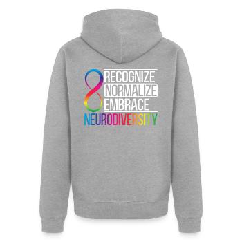 Neurodiversität Autismus Neurologischen Störungen - Unisex Premium Bio Zip Hoodie - Grau meliert - Hinten - Nico (187cm)