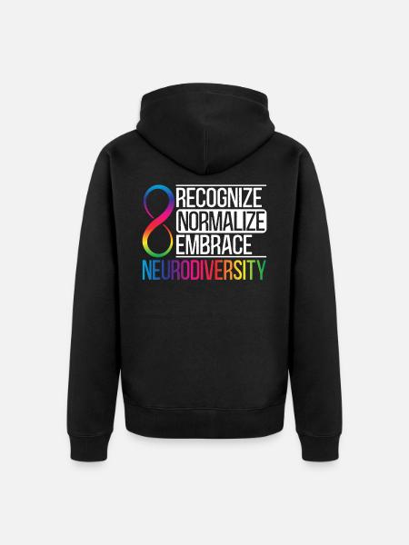 Neurodiversiteetti Autism neurologiset häiriöt - Premium unisex luomu-huppari vetoketjulla - musta