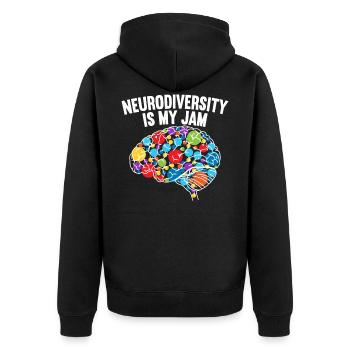 Neurodiversity Is My Jam Autism - Unisex Premium Organic Zip Hoodie - black - Back - Nico (187cm)