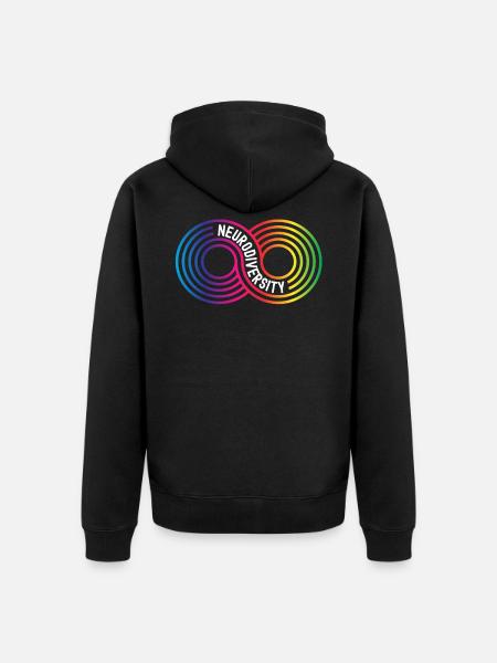 Neurodiversity Rainbow Infinity - Unisex Premium Organic Zip Hoodie - black