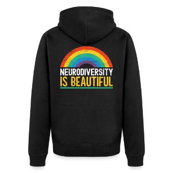 Neurodiversität Ist Wunderschön Regenbogen - Unisex Premium Bio Zip Hoodie - Schwarz - Hinten - Nico (187cm)