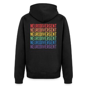 Neurodiversität Neurodiversity Regenbogen ADHS - Unisex Premium Bio Zip Hoodie - Schwarz - Hinten - Nico (187cm)