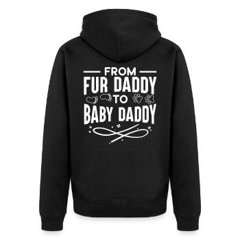 Vom Fell Papa Zu Baby Papa - Unisex Premium Bio Zip Hoodie - Schwarz - Hinten - Nico (187cm)