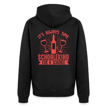 Wein-Schorle Es Ist Immer Schorle Zeit Für Wein - Unisex Premium Bio Zip Hoodie - Schwarz - Hinten - Nico (187cm)