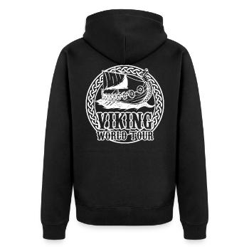 Wikinger - Unisex Premium Bio Zip Hoodie - Schwarz - Hinten - Nico (187cm)