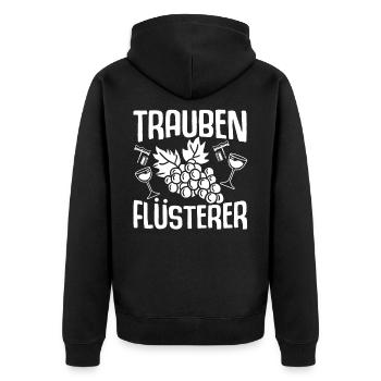 Trauben Flüsterer Lustiges Wein Winzer Outfit Wein - Unisex Premium Bio Zip Hoodie - Schwarz - Hinten - Nico (187cm)
