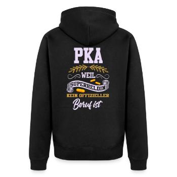Apothekerin PKA Apotheke Medizin Beruf Medikament - Unisex Premium Bio Zip Hoodie - Schwarz - Hinten - Nico (187cm)