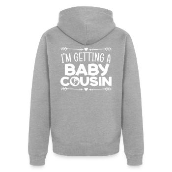J’obtiens Un bébé cousin fête de bébé - Veste à capuche bio Premium Unisexe - gris chiné - Dos - Nico (187cm)
