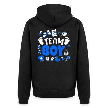 Team Boy Schwangerschaft Babyparty - Unisex Premium Bio Zip Hoodie - Schwarz - Hinten - Nico (187cm)