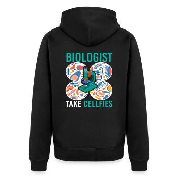 Biologist Take Cellfies Microbiology - Unisex Premium Organic Zip Hoodie - black - Back - Nico (187cm)