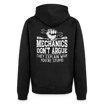 Mechaniker Streiten Nicht KFZ Mechaniker - Unisex Premium Bio Zip Hoodie - Schwarz - Hinten - Nico (187cm)