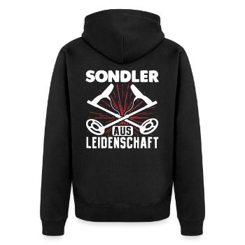 Sondler Aus Leidenschaft Sondel Sondengänger - Unisex Premium Bio Zip Hoodie - Schwarz - Hinten - Nico (187cm)
