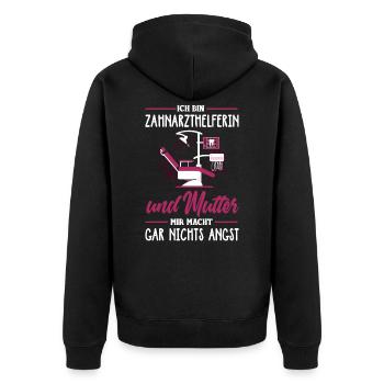 Zahnarzthelferin Mutter Zahnärztin Zahnarzt Zähne - Unisex Premium Bio Zip Hoodie - Schwarz - Hinten - Nico (187cm)