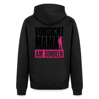 Vorsicht Mama Am Sondeln Lustiges Mutter Sondel - Unisex Premium Bio Zip Hoodie - Schwarz - Hinten - Nico (187cm)