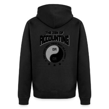 Buchhalter - Unisex Premium Bio Zip Hoodie - Schwarz - Hinten - Nico (187cm)