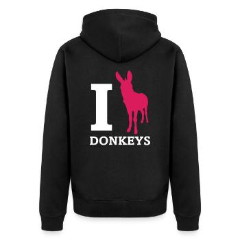 I Love Donkeys Donkey Mule Donkey - Unisex Premium Organic Zip Hoodie - black - Back - Nico (187cm)