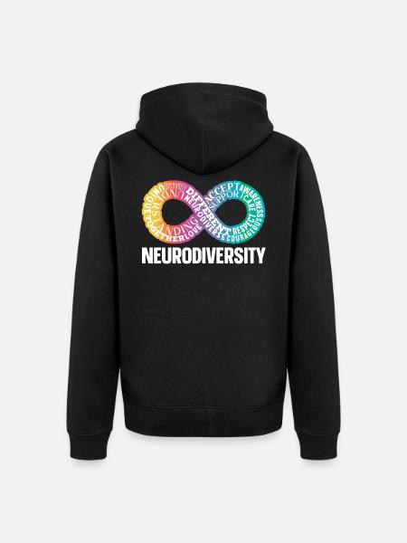 Neurodiversity Rainbow Infinity - Unisex Premium Organic Zip Hoodie - black
