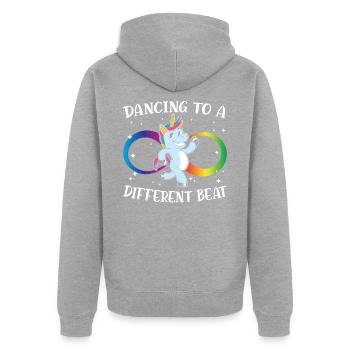 Dancing to Another Beat Neurodiversity ADHD - Unisex Premium Organic Zip Hoodie - heather grey - Back - Nico (187cm)