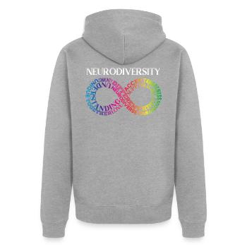 Neurodiversität Regenbogen Unendlichkeit - Unisex Premium Bio Zip Hoodie - Grau meliert - Hinten - Nico (187cm)