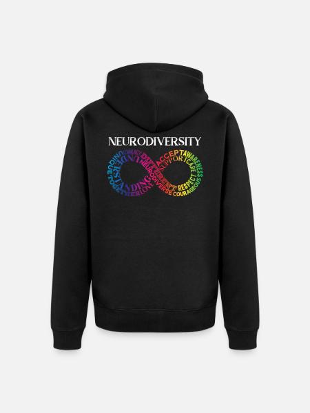 Neurodiversity Rainbow Infinity - Unisex Premium Organic Zip Hoodie - black
