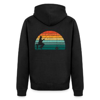 Magnet Fishing Treasure Hunting Fisherman Magnetic - Unisex Premium Organic Zip Hoodie - black - Back - Nico (187cm)